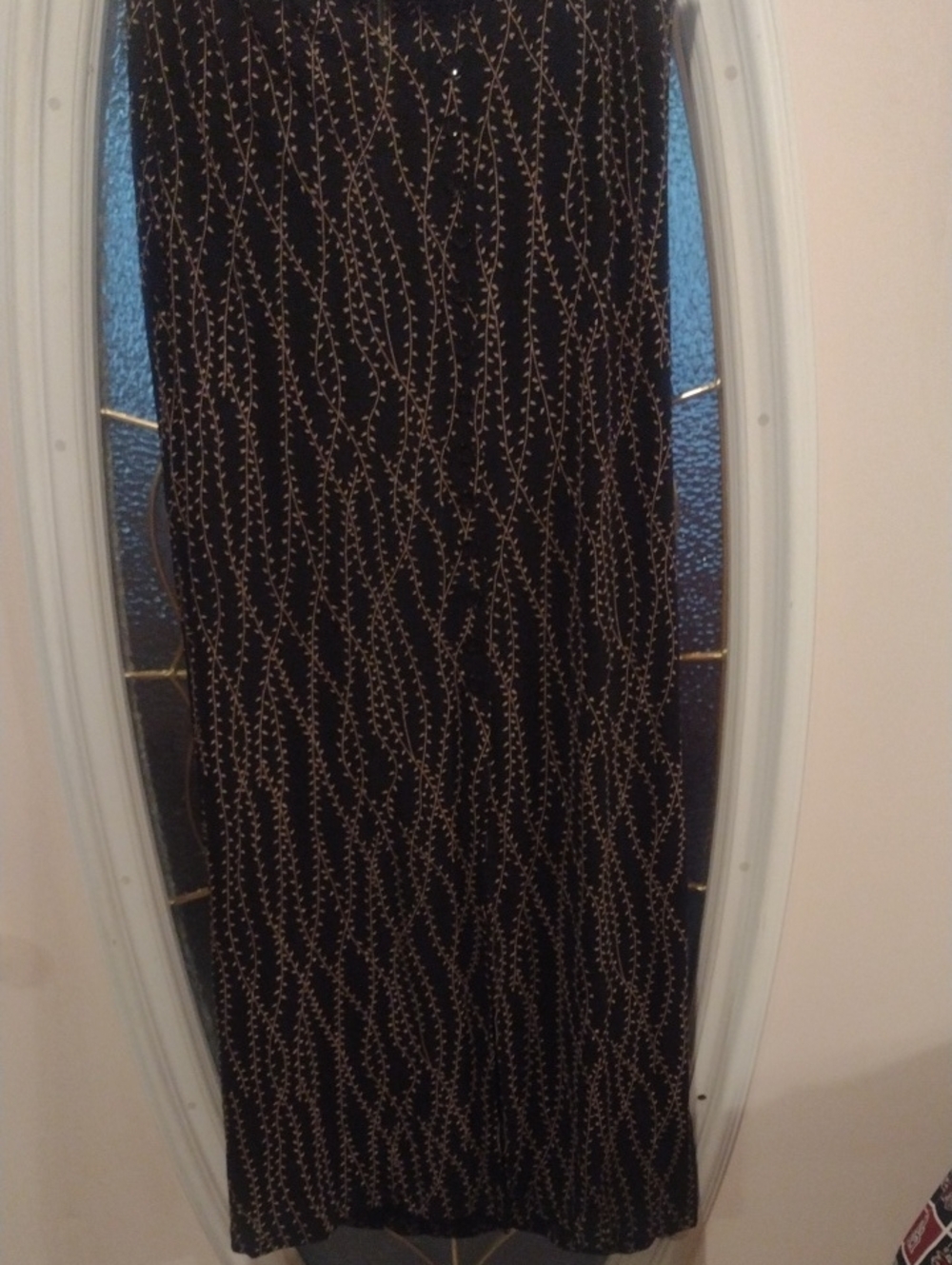 Briggs New York Black Maxi Skirt with Tan Wave Pattern